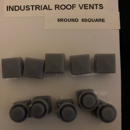Industrial Roof Vents - 5 Round & 5 Square per package